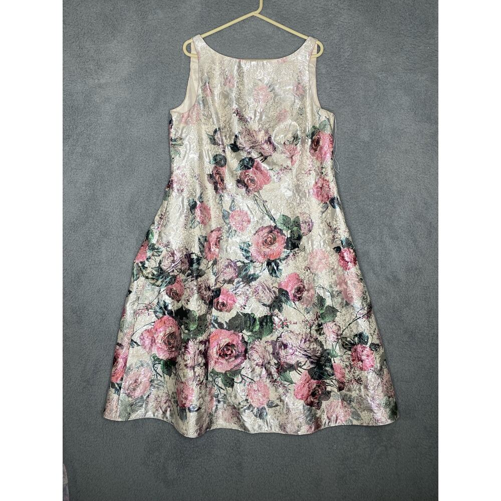 Adrianna Papell floral sleeveless a line midi dress lined formal wedding 18W